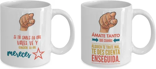 Vista 2 de Regalo para amigos Taza de cafe para hermana Perfecto regalo para graduados, profesionales y estudiantes Vaso con afirmaciones positivas