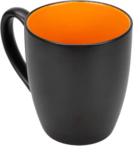 Vista 4 de Foraineam Juego de 6 tazas de café de 16 onzas, juego de tazas de porcelana negra mate de gran tamaño para restaurante, tazas para café, té, jugo