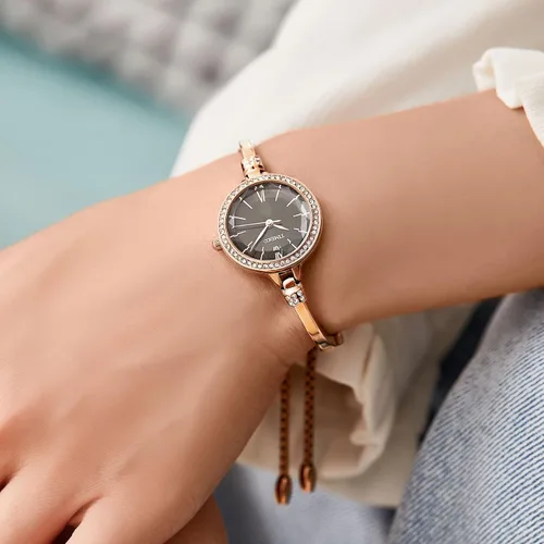 Vista 3 de Relojes para mujer, pulsera con esfera de moda, reloj de pulsera de cuarzo, ovalado, cuadrado, redondo, mini reloj impermeable para mujer, regalos