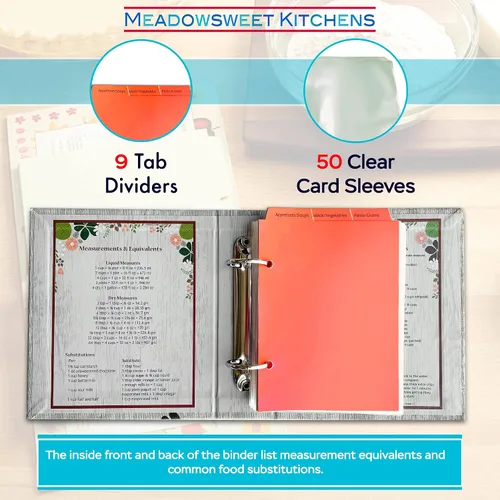 Vista 4 de Libro de cocina con tarjetas de recetas Meadowsweet Kitchens con diseño de flores vintage (revestido de tela)
