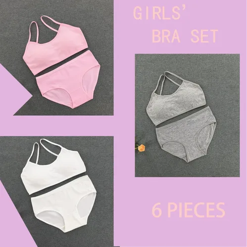 Vista 4 de Conjunto de ropa interior para niñas, sujetadores de entrenamiento para niñas con brasier de entrenamiento para niñas hipster, conjunto de bralette