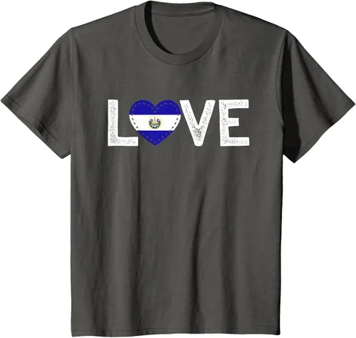 Vista 37 de Camiseta de regalo con la bandera de El Salvador LOVE, Negro, S