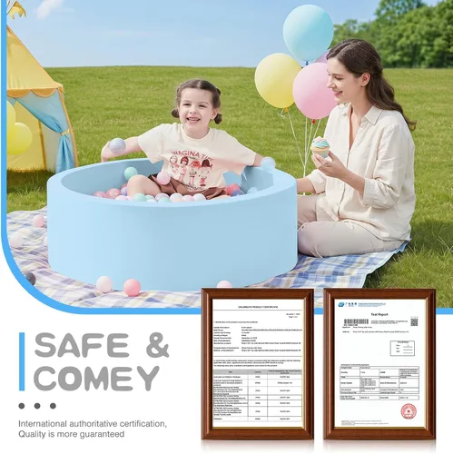 Vista 6 de SHJADE Piscina de pelotas de espuma para niños pequeños, 35.4"x 11.8" Piscina de pelotas para niños, Piscina de pelotas redonda suave para bebés