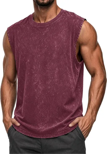 Vista 18 de Camisetas sin mangas para hombre, camisetas sin mangas de algodón de ajuste Negro