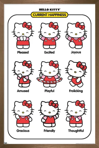 Vista 14 de Trends International Hello Kitty: Basic - Póster de pared de felicidad actual, 22.4 pulgadas de largo x 14.7 pulgadas, versión enmarcada en madera