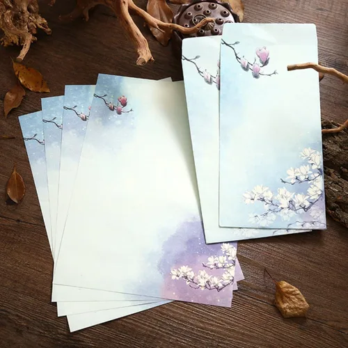 Vista 8 de SCStyle 16 bonitos sobres retro de 8.46 x 4.33 pulgadas, 32 encantadores diseños especiales kawaii estilo chino papelería papel carta de escritura