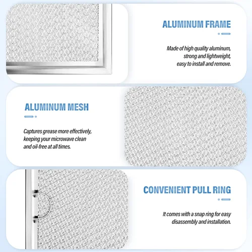 Vista 3 de 2 filtros de grasa de microondas de 7.9 x 5.9 pulgadas de repuesto para Frigidaire 5303319568, reemplazo de filtro de grasa de repuesto