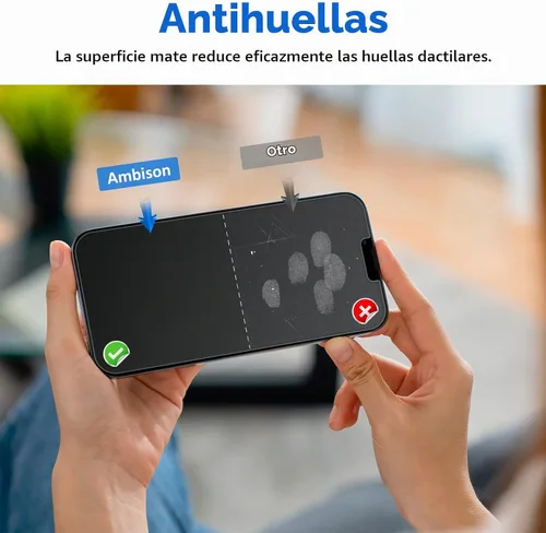 Vista 4 de [Paquete de 2] Ambison Protector de Pantalla de Vidrio Mate Diseñado para iPhone 16e/iPhone 14/iPhone 13/13 Pro, Marco de Instalación/Sin