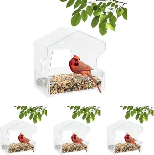 Vista 11 de Perky-Pet Comedero transparente para pájaros con ventosas fuertes, capacidad de semillas de 1 libra, Perky Pet 347, alimentación entretenida