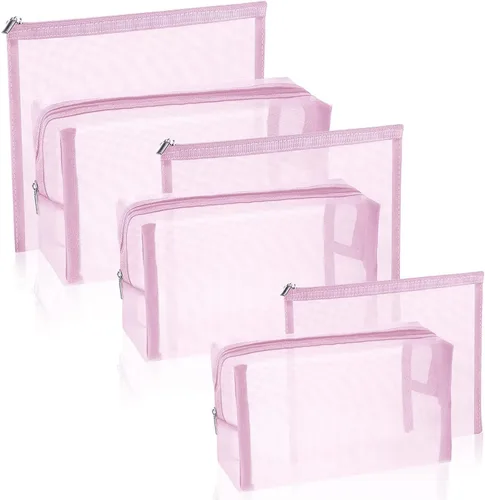 Vista 9 de SUPACOOL Bolsa de maquillaje de malla de viaje, bolsas organizadoras de cosméticos con cremallera, bolsas organizadoras de pañales, bolsa de nailon