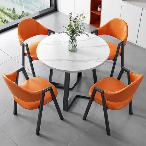 Vista 11 de YVYKFZD Office Reception Room Club Table, Round Conference Table, Simple Kitchen Dining Table Set with Metal Legs, Small Conference Room Table and