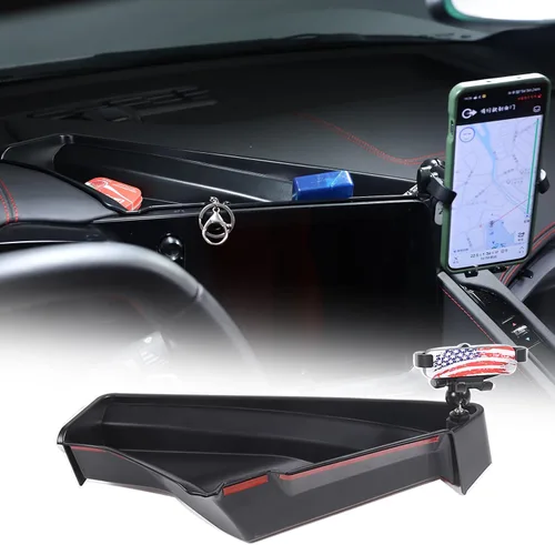 Vista 8 de Sekhyna Caja de almacenamiento trasera compatible con pantalla de navegación Chevrolet Corvette C8 2020-2025, bandeja organizadora para salpicadero