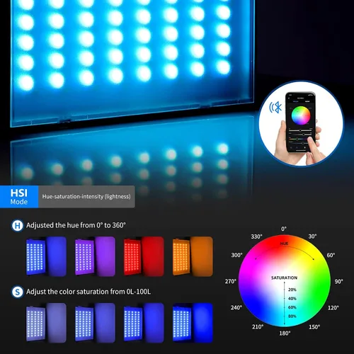 Vista 4 de NEEWER Paquete de 2 luces de video RGB con soportes de trípode NP-F550, kit de iluminación de panel LED de estudio para transmisión
