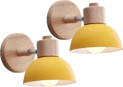 Vista 9 de Adjustable Scandinavian Wall Lamp E27 Lighting Fixture Retro Industrial Style for Bedroom Living Room Hallway(Amarillo,1 Pieza)