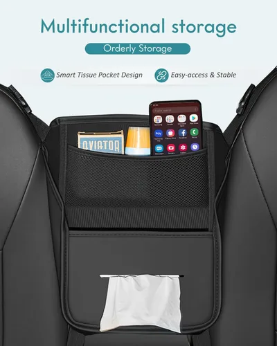 Vista 4 de FLORICH Organizador de Almacenamiento para Coche Entre Asientos, Organizador de Asiento de Cuero con Soporte para Bolso Entre Asientos, Consolas