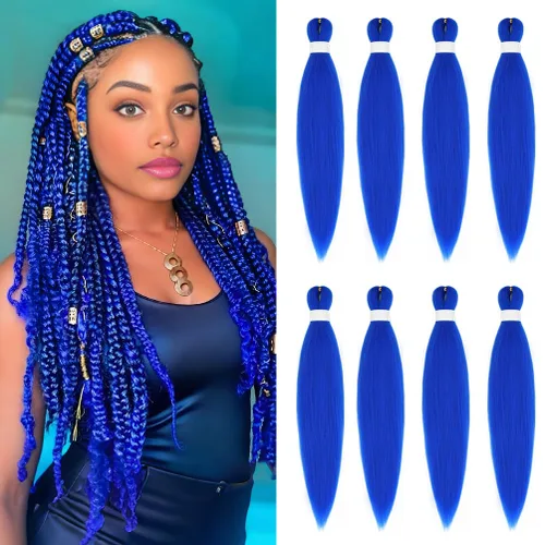 Vista 66 de 8 paquetes de extensiones preestiradas - 16 pulgadas de cabello trenzado premium, 55G/paquete, sin picazón, fijación en agua caliente, textura Perm