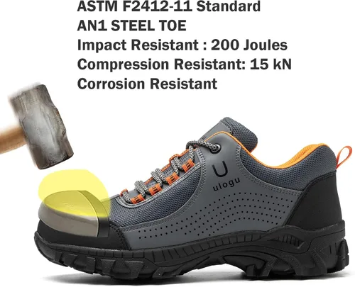 Vista 2 de ulogu Steel Toe Tennis Shoes for Men Women Lightweight Breathable Durable Work Shoes Comfortable Composite Safety Footwear Industrial Construction