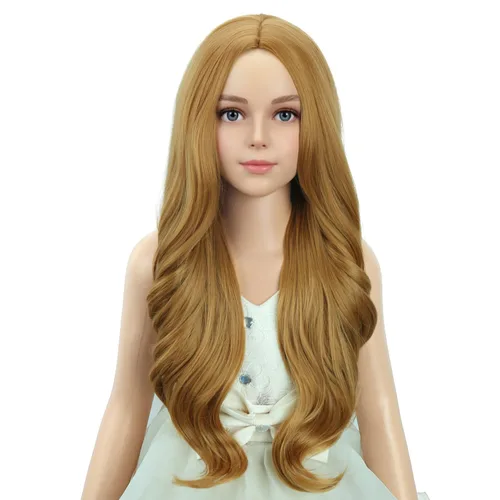 Vista 15 de PATTNIUM Peluca larga y ondulada rubia oscura para niños y niñas, peluca Rubio ceniza