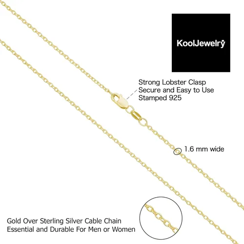 Vista 16 de Kooljewelry Collar de plata de ley u oro amarillo sobre plata de ley para mujer (0.047 in, 0.063 in o 0.083 in)
