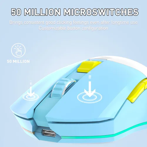 Vista 5 de DAREU EM901X Mouse inalámbrico para juegos con base de carga RGB recargable, 12K DPI, 7 botones programables Sensor de alta precisión 300IPS 1000Hz