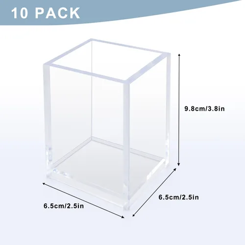 Vista 3 de Paquete de 10 soportes para bolígrafos de acrílico transparente, organizadores de escritorio para vasos de lápices Clear Acrylic Cups For Pens