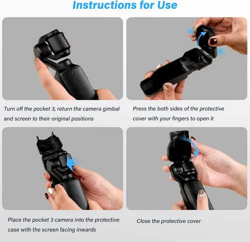 Vista 7 de Funda protectora para DJI Osmo Pocket 3 Creator Combo, Cubierta de cardán portátil con tapa de lente de cámara y protector de pantalla de vidrio