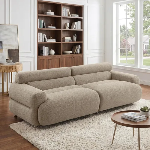 Vista 13 de Sofá Loveseat Boucle Cloud de 89", Cómodo Sofá Boucle Tapizado de Asiento Profundo, Sofá Moderno de Mediados de Siglo para Sala de Estar