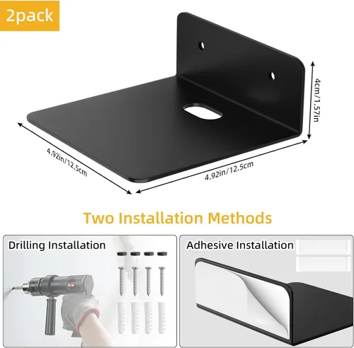 Vista 3 de Wisfame Estantes Flotantes Pequeños para Pared, Estantes de Pared de Metal de 5 Pulgadas - Instalación Adhesiva, Repisas de Exhibición Juego de 2
