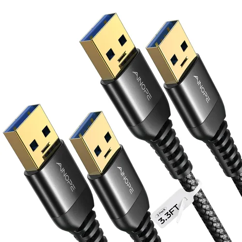Vista 15 de AINOPE Cable USB a USB, cable USB 3.0 A a A macho a macho [nunca se rompe], cable tipo A de doble extremo compatible con cajas de disco duro, KVM