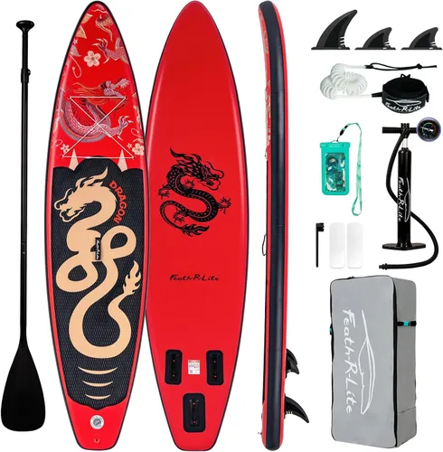 Vista 21 de FunWater Tabla de remo inflable de 11 pies y 10 pies 6 pulgadas con accesorios de tabla de remo de SUP de alta calidad, cubierta de EVA