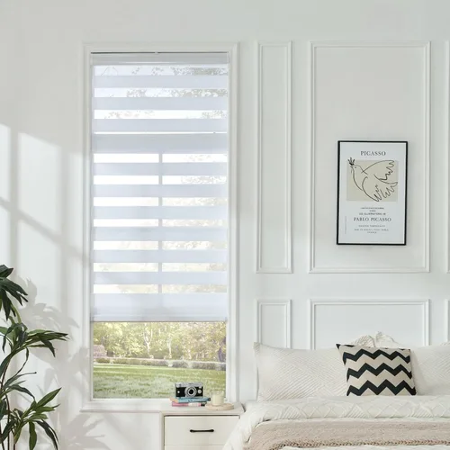 Vista 6 de Joydeco - Persianas de cebra sin cables para ventanas, persianas de doble capa con parada libre, control de luz y privacidad para día y noche