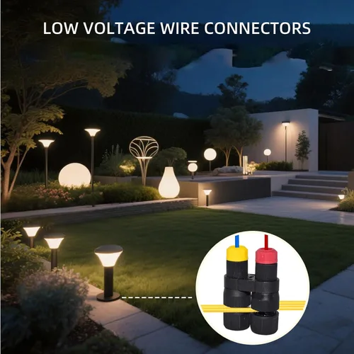 Vista 5 de 2 conectores de cable de bajo voltaje, conector de cable de alimentación para luz de paisaje al aire libre, calibre 12-18 para luces de camino