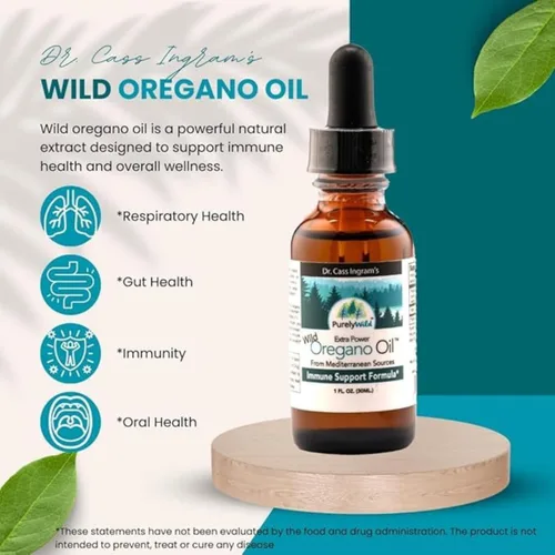 Vista 3 de PURELY WILD Extra Power - Gotas líquidas de aceite de orégano – Fórmula mediterránea cosechada silvestre del Dr. Cass Ingram – Vulgare de Origanum