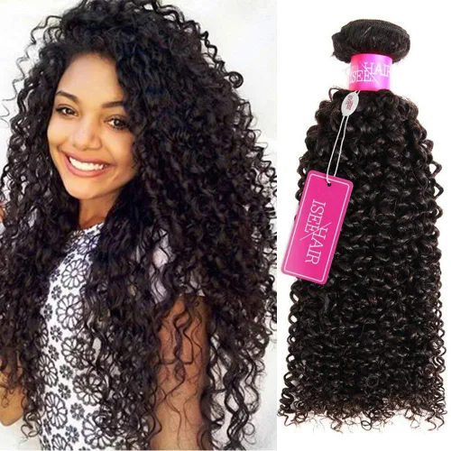 Vista 13 de ISEE Hair 9A grado mongol rizado extensiones de pelo virgen, paquete de cabello humano un paquete, rizado, rizado virgen 100 % cabello humano