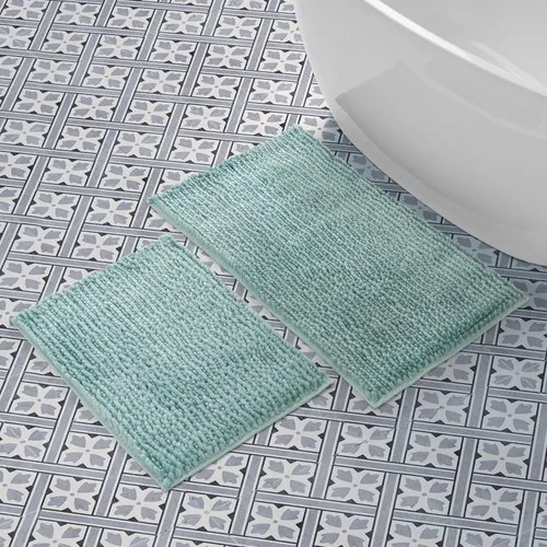 Vista 38 de Laura Ashley - Juego de 2 tapetes de baño de chenilla suave, 20 x 34 pulgadas, color azul