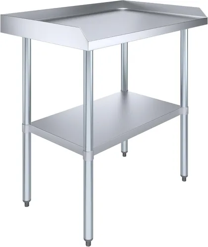 Vista 16 de AmGood Mesa de trabajo comercial con protector antisalpicaduras y protectores laterales Altura: 35" Mesa de preparación de acero inoxidable