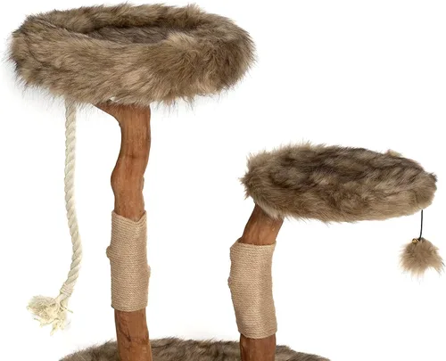 Vista 6 de MAU - Moderna torre de árbol para gatos, rama natural, torre para gatos de madera de lujo, árbol rascador para gatos, condominio de gatos, regalo