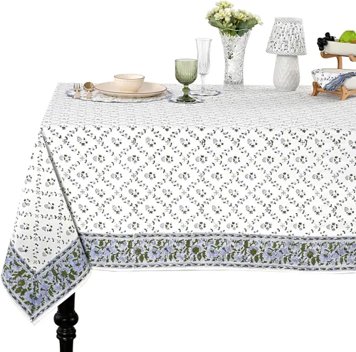 Vista 218 de Ridhi Mantel cuadrado con estampado de bloques de mano de caléndula ámbar