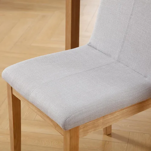 Vista 6 de Kmax Juego de 2 sillas de comedor, elegantes sillas de cocina rústicas de madera sin brazos, tapizadas para comedor, sala de estar, lino, gris