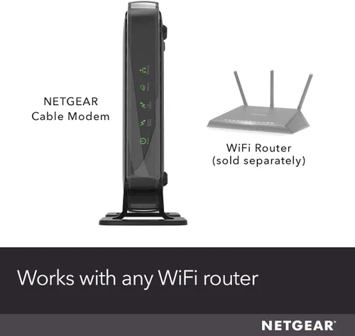 Vista 2 de NETGEAR - Módem de cable compatible con todos los proveedores de cables, incluyendo Xfinity by Comcast, Negro