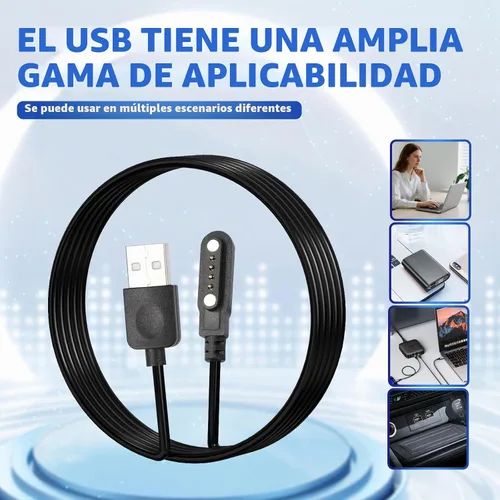Vista 6 de Cable cargador de reloj inteligente, accesorios magnéticos universales para SmartWatch, cable de carga de 4 pines, espacio entre pines de contacto
