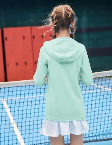 Vista 3 de Zaclotre - Sudadera con capucha para niños, con protección solar UPF 50+, de secado rápido, para niñas, con agujeros para los pulgares