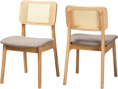 Vista 10 de Baxton Studio Dannon - Juego de 2 sillas de comedor, color crema/negro/marrón claro