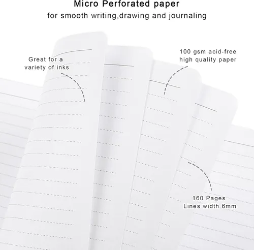 Vista 3 de Cuaderno rayado, tapa dura de mármol rosa, tamaño mediano de 5.7 x 8.4 pulgadas, 160 páginas de papel grueso, bonito cuaderno estético A5 con rayas