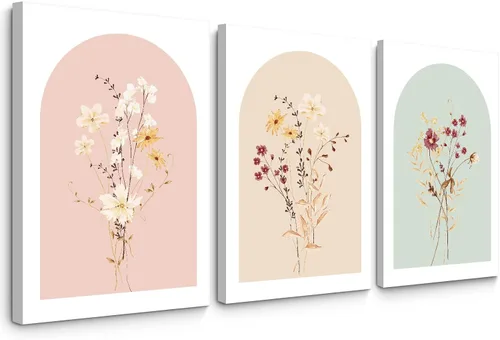 Vista 21 de Tanmart Arte de pared botánico vintage, lienzo floral antiguo, arte de pared, impresiones de flores neutrales, póster vintage de granja, pintura