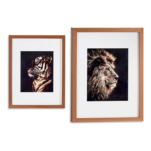 Vista 2 de Cuadro Gift Decor Bronce Vidrio Aglomerado Tigre León 33 x 3 x 43 cm 33 x 43 x 3 cm