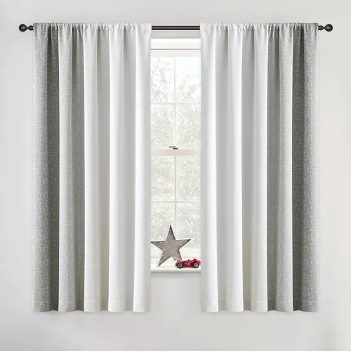 Vista 17 de Cortinas Ombre 100% Opacas de 63 Pulgadas de Largo 2 Paneles para Dormitorio Azul Blanco Patrón Degradado Oscurecimiento de Habitación Aislamiento