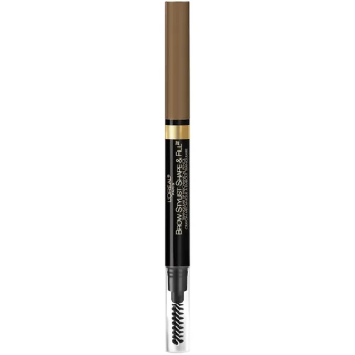 Vista 7 de L'Oreal Paris Lápiz de maquillaje mecánico para cejas con forma y relleno, color rubio oscuro, 0.008 onzas