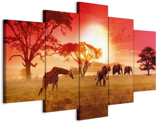 Vista 13 de artgeist Lienzo acústico para pared, diseño de África, 40 x 20 pulgadas, 5 piezas con impresión de sonido de espuma acústica, sala de arte de África