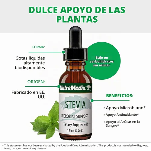 Vista 3 de Suplemento herbal de Stevia, 1 onza